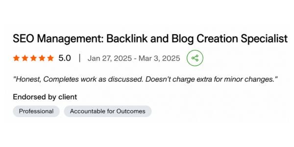 SEO client review screenshot