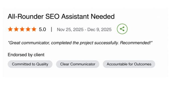 SEO client review screenshot
