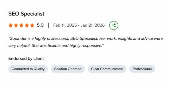 SEO client review screenshot